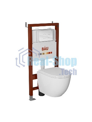 Комплект BAU 6 в 1: инсталляция BAU PRO, унитаз подвесной торнадо Bau Dream Hurricane-2, сиденье дюропласт микролифт, клавиша из стекла Dream, белая