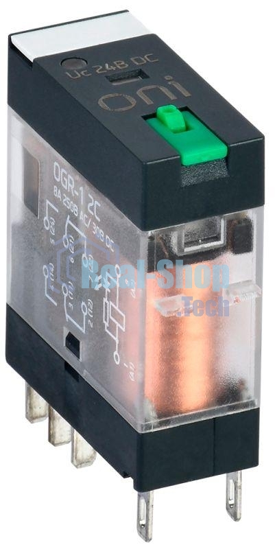 Реле общего назначения OGR-1 2C 24В DC с LED и тест. кнопкой ONI OGR-1-2C-DC24V-L-B