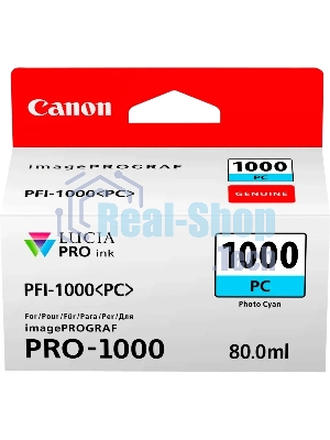Картридж струйный Canon PFI-1000 PC фото голубой (80 мл.) для Canon IJ SFP PRO-1000 WFG