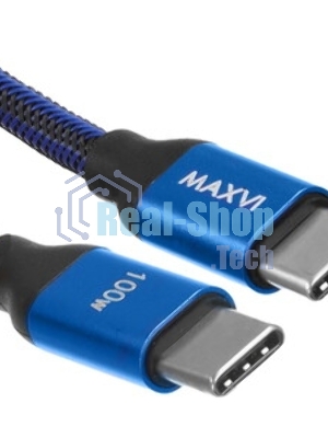 Кабель Maxvi MC-A20 black Type-C - Type-C, 2A ток макс. нагрузки 2А, макс. напряжение 5V, длина кабеля 1м, материал PVC, черный