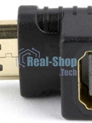 Переходник Cablexpert HDMI-HDMI 19F/19M, угловойсоединитель 90 градусов, золотые разъемы (A-HDMI90-FML)