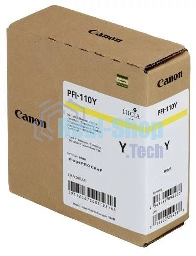 Картридж струйный Canon PFI-110 Y 2367C001 желтый (160мл) для Canon TX-2000/TX-3000/TX-4000