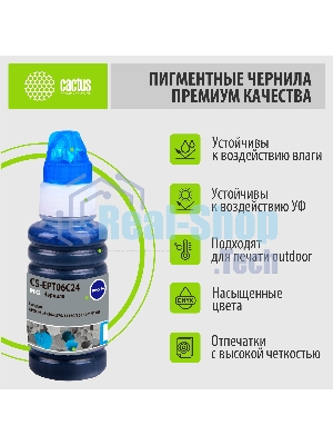 Чернила Cactus CS-EPT06C24 №112 голубой пигментный 70 мл для Epson L6550/6570/11160/15150/15160