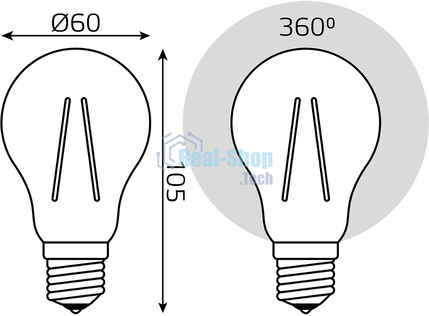 Лампа светодиодная филаментная Gauss Filament 7Вт цок.:E27 груша св.свеч.бел.нейт. (упак.:10шт)