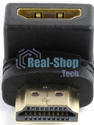 Переходник Cablexpert HDMI-HDMI 19F/19M, угловойсоединитель 90 градусов, золотые разъемы (A-HDMI90-FML)