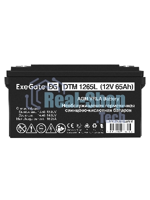 Аккумуляторная батарея ExeGate DTM 1265L (12V 65Ah, болт М6)