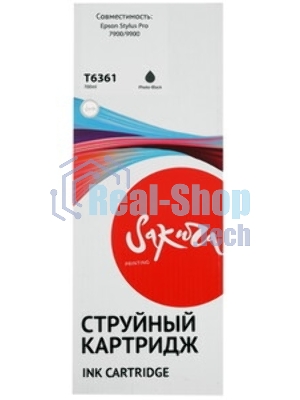 Картридж струйный Sakura C13T636100 (T6361 Photo Black) для Epson, фото-черный, 700 мл.