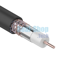 Кабель коаксиальный Rexant RG-6U+Cu, 75 Ом, Cu/Al/Cu, 64%, бухта 305 м, черный OUTDOOR