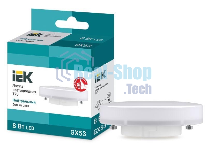 Лампа светодиодная IEK LLE-T80-8-230-40-GX53 ECO T75 таблетка 8Вт 230В 4000К GX53