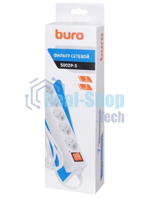 Сетевой фильтр Buro Сетевой фильтр, 5 розеток, 3 метра, черный