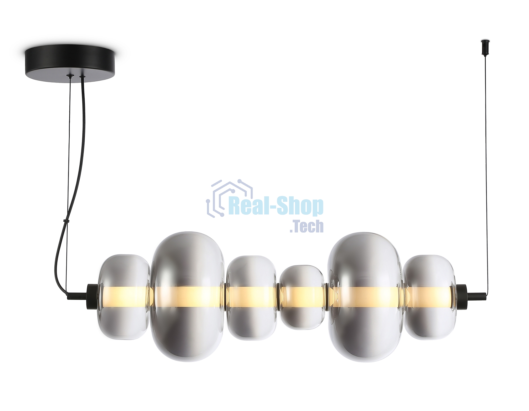 Подвесной светодиодный светильник Ambrella light LH11072 BK/SM черный/дымчатый 36W 3000K 745*230*230
