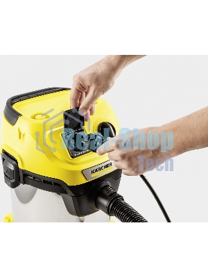 Строительный пылесос Karcher WD 3 P S V-17/4/20 желтый, 1000 Вт, уборка сухая/сбор воды, пылесборник мешок/контейнер, 17 л