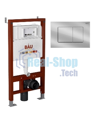 Инсталляция BAU PRO для подвесного унитаза, клавиша смыва BAU Stil для инсталляции, хром