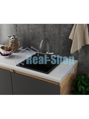 Мойка для кухни BAU Stil Black stone 45х50, выпуск с сифоном в комплекте, черный камень