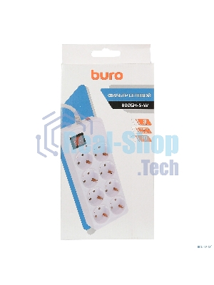 Сетевой фильтр Buro 800SH-5-W 5 м, 8 розеток, белый, коробка