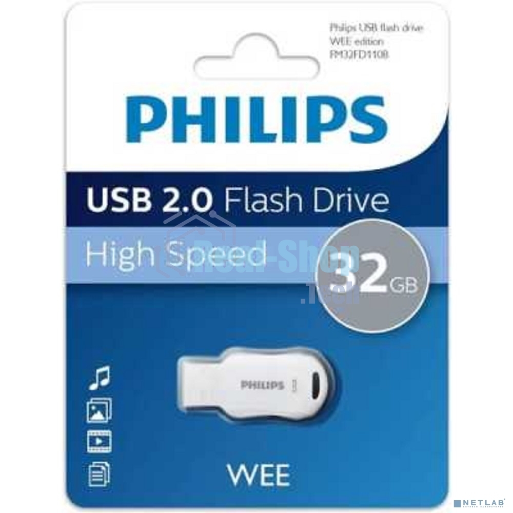 Флешка USB 32Gb PHILIPS WEE 2.0 32Gb, USB 2.0