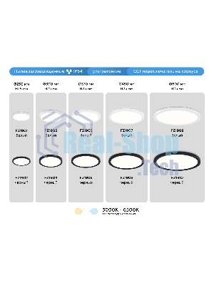 Светильник светодиодный ультратонкий Ambrella light FZ1902 BK черный IP54 13W 3000K-6500K CCT-переключатель D230*25 (Без ПДУ)