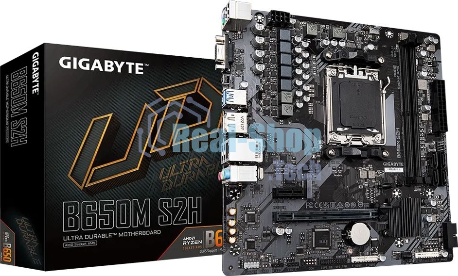 Материнская плата Gigabyte B650M S2H (V1.2/V1.4), AM5, AMD B650, 2xDDR5, 4xSATA, 1xM.2, 1xPCI-E 4.0 x16, 3xUSB-A 3.2 Gen 1, 1xUSB-C 3.2 Gen 1, 1x 1Gb LAN, 3x3.5 мм, 7.1, Micro-ATX