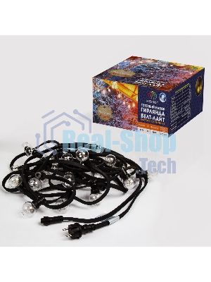 Гирлянда Neon-night LED Galaxy Bulb String 10м, черный каучук, 30 лампx6 LED теплый белый, влагостойкая IP65