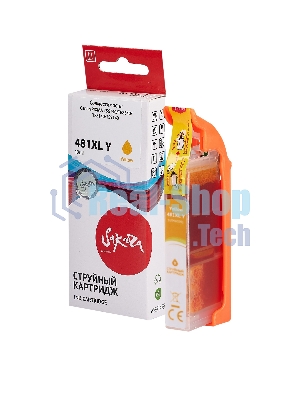 Картридж струйный Sakura 2046C001 (481XL Yellow) для Canon, желтый, 12 мл., 824 к.