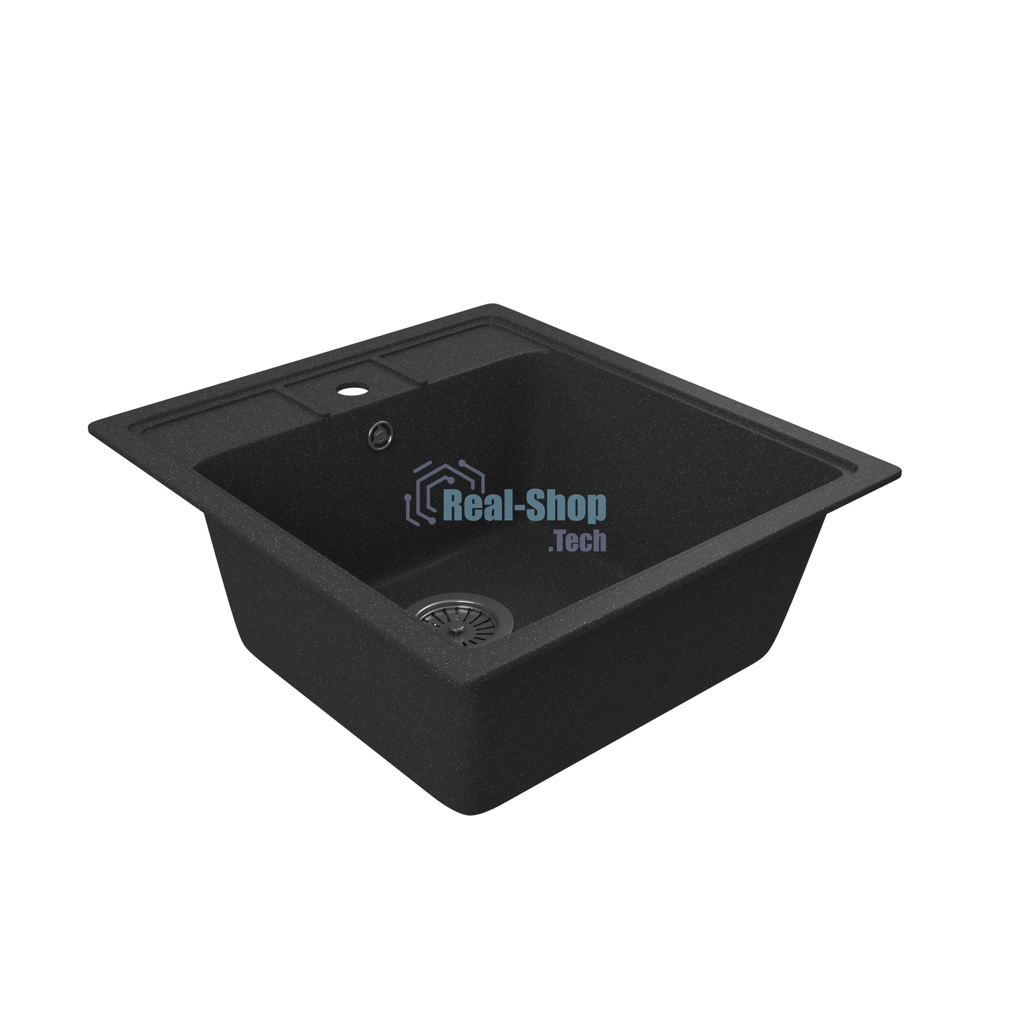 Мойка для кухни BAU Stil Black stone 45х50, выпуск с сифоном в комплекте, черный камень