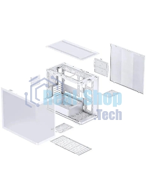 Корпус без блока питания JONSBO D300, Mini-Tower, TG, no fan, 2xUSB-A 3.2 + 1xUSB-C 3.2, mATX, mITX White