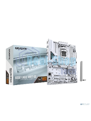 Материнская плата Gigabyte B850 EAGLE WIFI7 ICE, AM5, AMD B850, 4xDDR5, 4xSATA, 3xM.2, 1xPCIe 5.0 x16, 1xPCIe 4.0 x4, 2xPCIe 3.0 x1, 1xDP (v1.4), 1xHDMI, 1x2.5Gb LAN, Wi-Fi 7, Bluetooth 5.4, 1xUSB-C 5Gbps, 2xUSB-A 10Gbps, 2xUSB-A 5Gbps, 4xUSB-A 2.0, 3x3.5 мм, 7.1, ATX