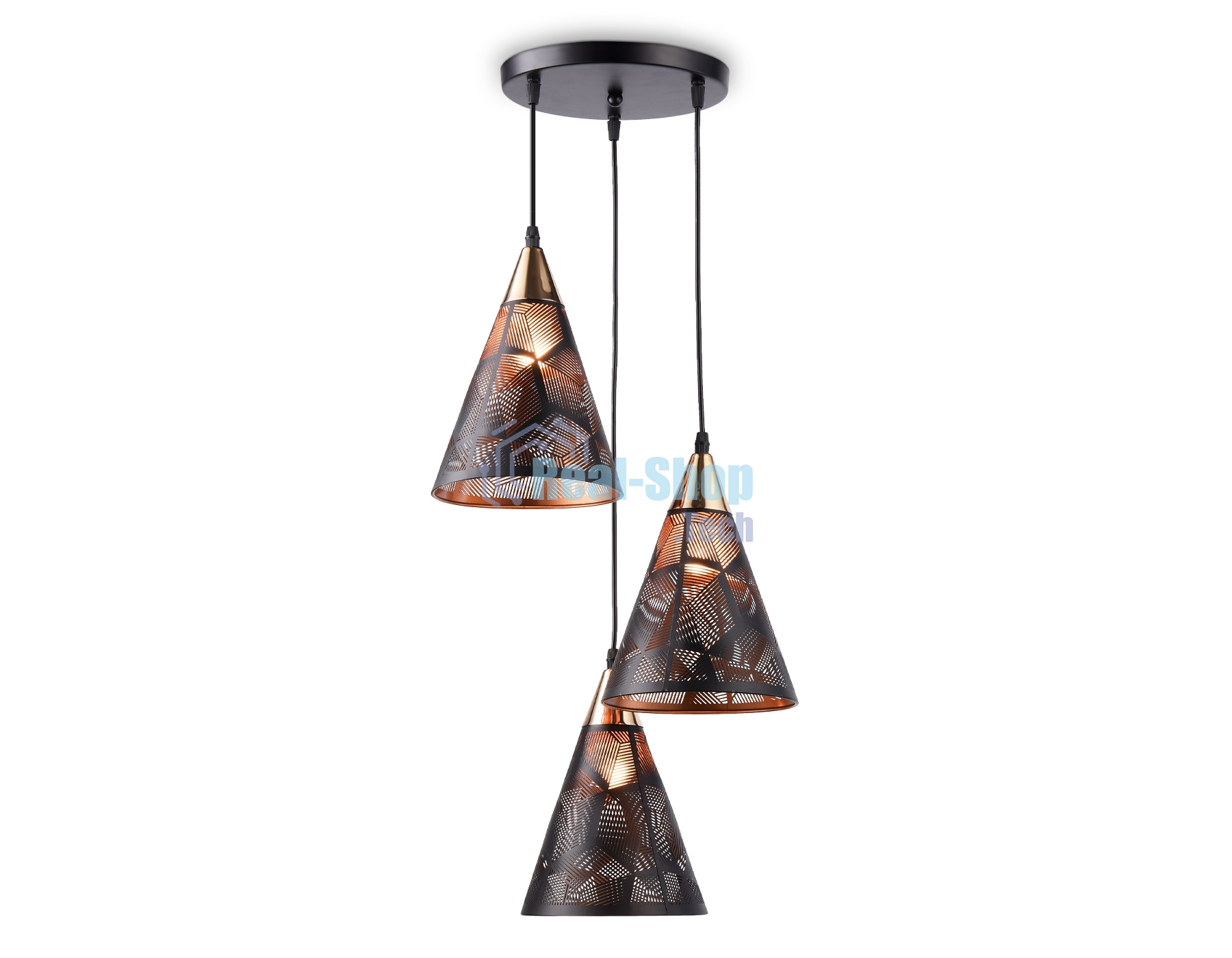 Светильник Ambrella light TR8435/3 BK/FGD черный/золото E27/3 max 40W D360*800