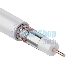 Кабель коаксиальный PROconnect RG-6U+Cu, 75 Ом, Cu/Al/Cu, 48%, бухта 100 м, белый
