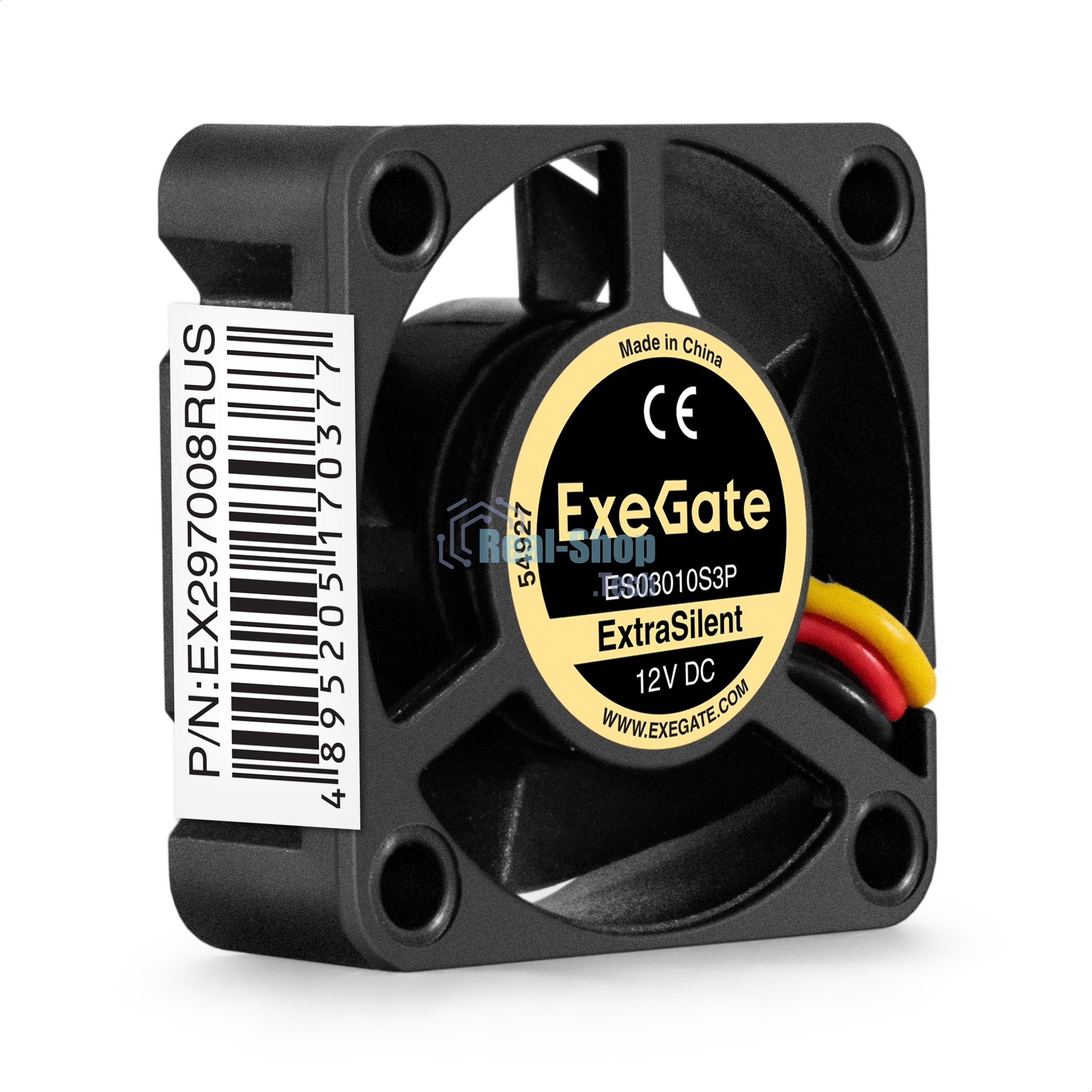 Вентилятор для корпуса ExeGate ExtraSilent ES03010S3P черный, 30 мм, 10000 об/мин, 27 дБ, 3 pin