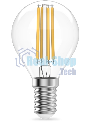 Лампа светодиодная филаментная Gauss Filament 8Вт цок.:E14 шар св.свеч.бел.нейт. (упак.:10шт)