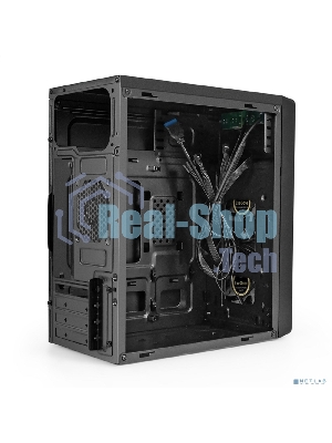 Компьютерный корпус Minitower ExeGate mEVO-7803 (mATX, без БП, 2*USB+1*USB 3.0, HD аудио, черный, 2 вент. 12см с RGb подсветкой)