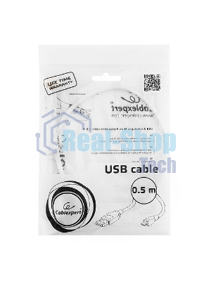 Кабель Gembird/Cablexpert AM/microBM 5P, 0.5м, экран, белый, пакет