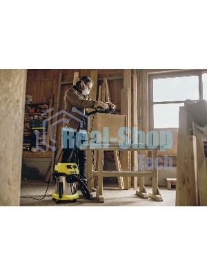 Строительный пылесос Karcher WD 3 P S V-17/4/20 желтый, 1000 Вт, уборка сухая/сбор воды, пылесборник мешок/контейнер, 17 л
