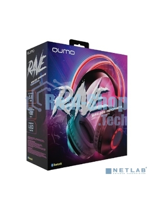 Беспроводные/проводные наушники QUMO Party Rave BT 0077 красный, накладные, Bluetooth + проводной, до 10 ч