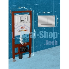 Инсталляция BAU PRO для подвесного унитаза, клавиша смыва BAU Stil для инсталляции, хром