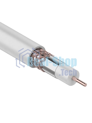 Кабель коаксиальный Rexant RG-6U+Cu, 75 Ом, Cu/Al/Cu, 75%, бухта 305 м, белый