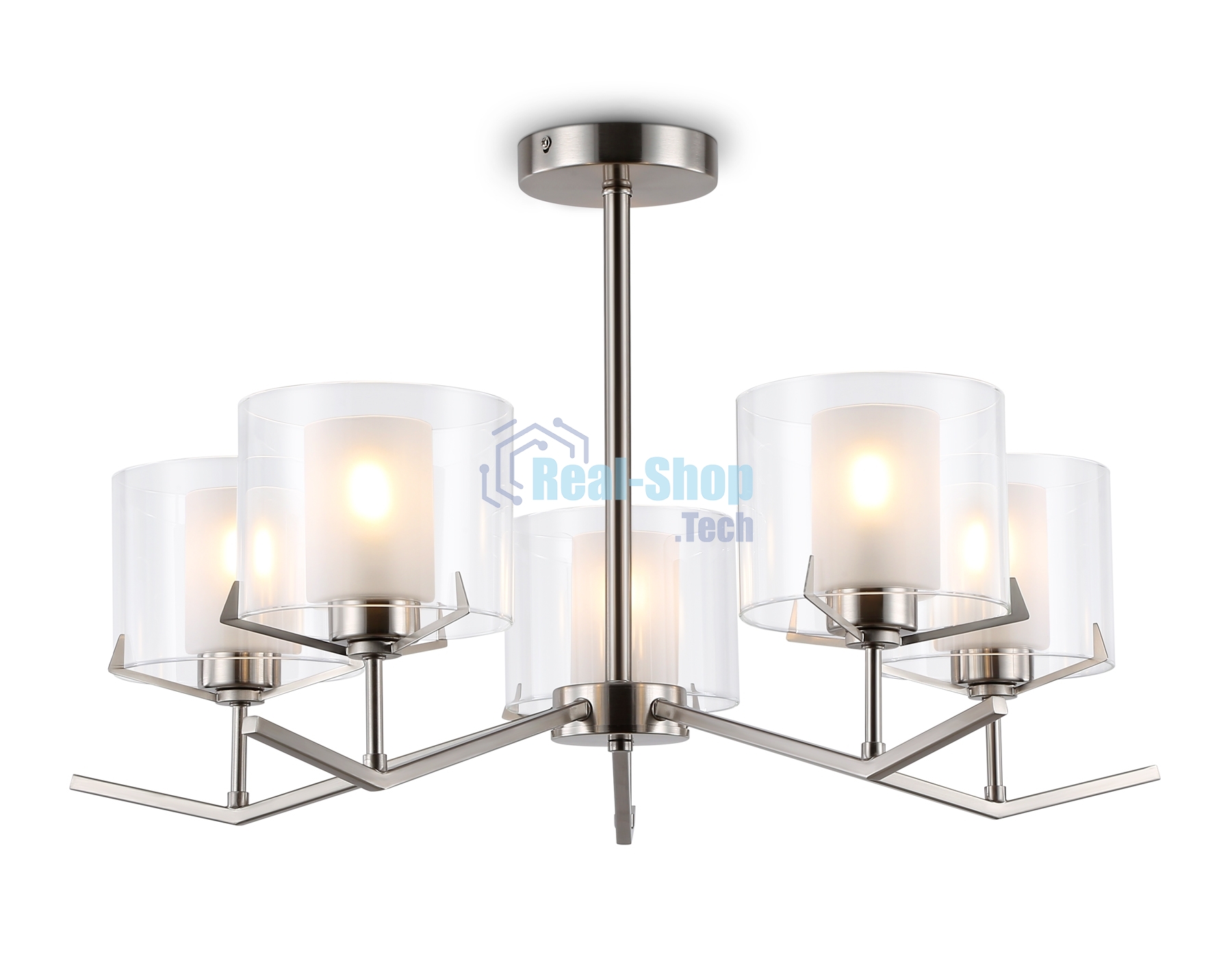 Люстра Ambrella light LH57001/5 SN/FR никель/белый матовый E14/5 max 40W D690*390