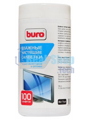 Чистящие средства Buro BU-TSCRL 817440 Туба с чистящими салфетками, для экранов и оптики, 100 шт.