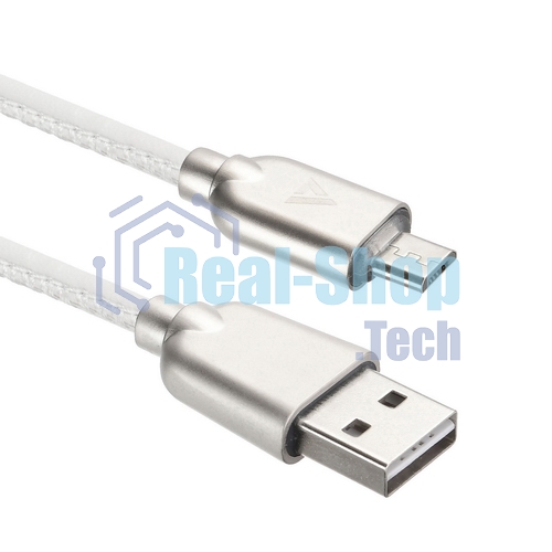 Кабель USB ACD-Allure MicroUSB - USB-A Кожа, 1м, белый