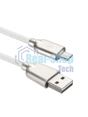 Кабель USB ACD-Allure MicroUSB - USB-A Кожа, 1м, белый