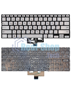 Клавиатура для ноутбука Asus ZenBook UX433FA серебристая с подсветкой
