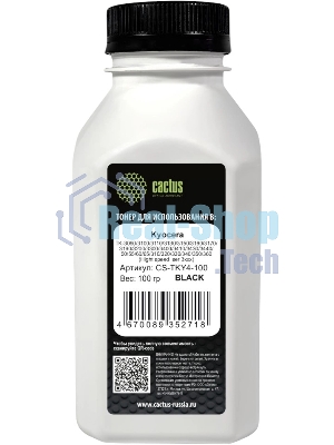 Тонер Cactus CS-TKY4-100 черный флакон 100гр. для принтера Kyocera TK-3060/3100/3110/3130/3150/3160/3170/3190/3200/3300/3400/3410/3430/3440/50/55/60/65/310/320/330/340/350/360 (Hight speed ser 3xxx)
