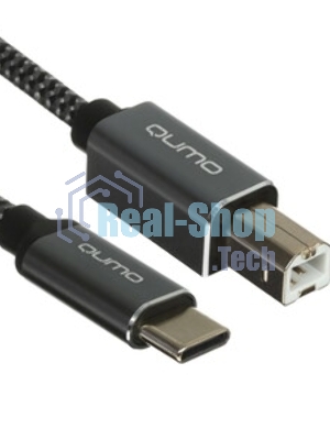 Кабель Qumo Type-С кабель, 1м, USB 2.0, 5В, 2А, 10Вт, PVC оплетка, PVC molded коннектор, черный