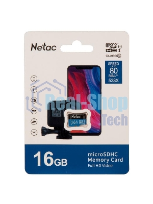 Флеш карта microSDHC 16Gb Netac P500 NT02P500STN-016G-S (без SD адаптера) 80Mb/s