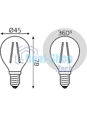 Лампа светодиодная филаментная Gauss Filament 8Вт цок.:E14 шар св.свеч.бел.нейт. (упак.:10шт)