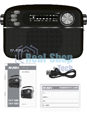 Радиоприемник SVEN SRP-505 (4 Вт, FM/AM/SW, USB, SD/microSD, Bluetooth, 1200 мА·ч)черный