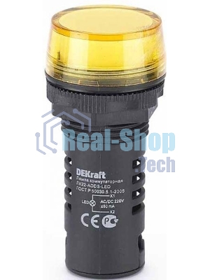 Лампа коммутационный ADDS 22 мм LED жел. 220В AC/DC ЛK-22 DEKraft Лампа комм. ADDS 22 мм LED жел. 220В AC/DC ЛK-22 DEKraft