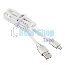 Кабель USB ACD-Allure MicroUSB - USB-A Кожа, 1м, белый