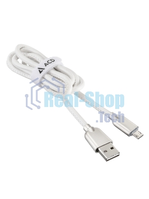 Кабель USB ACD-Allure MicroUSB - USB-A Кожа, 1м, белый